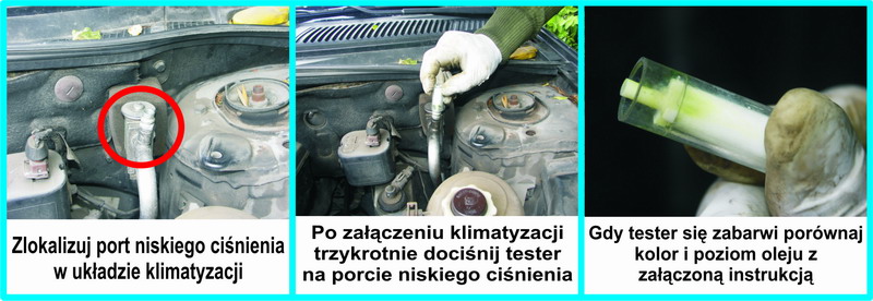 tester czystości i poziomu oleju w układzie klimatyzacji samochodowej